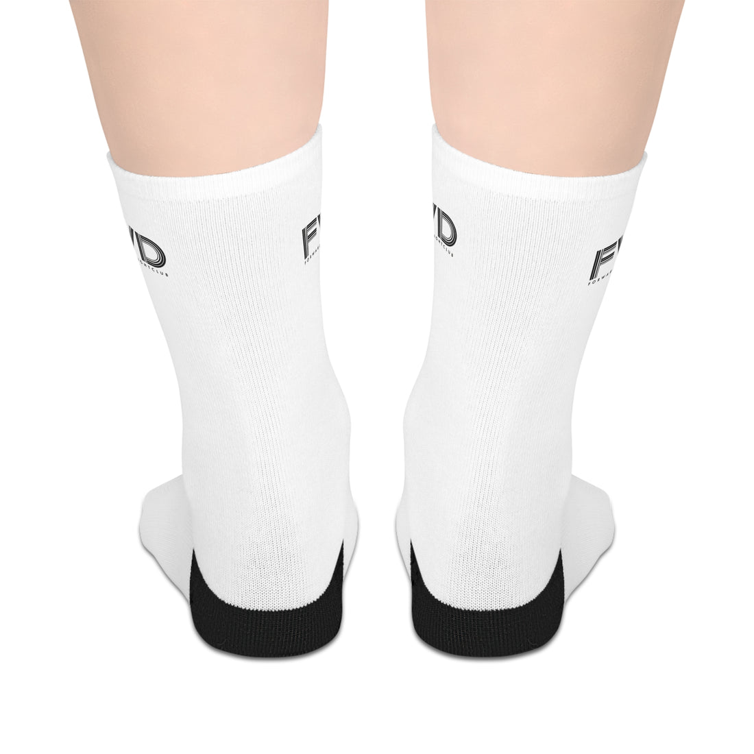 FWD Branded White Mid-Length Crew Socks